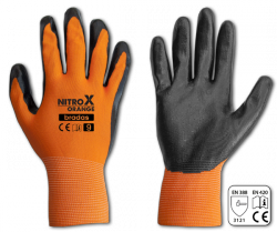 Перчатки NITROX трикотажные с нитриловым покрытием, оранжевые, размер 9