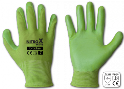 Перчатки NITROX трикотажные с нитриловым покрытием, ярко-зеленые, размер 6