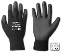 Перчатки PURE BLACK трикотажные с полиуретановым покрытием, черные, размер 8