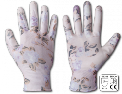 Перчатки NITROX трикотажные с нитриловым покрытием, узор "цветы", размер 8